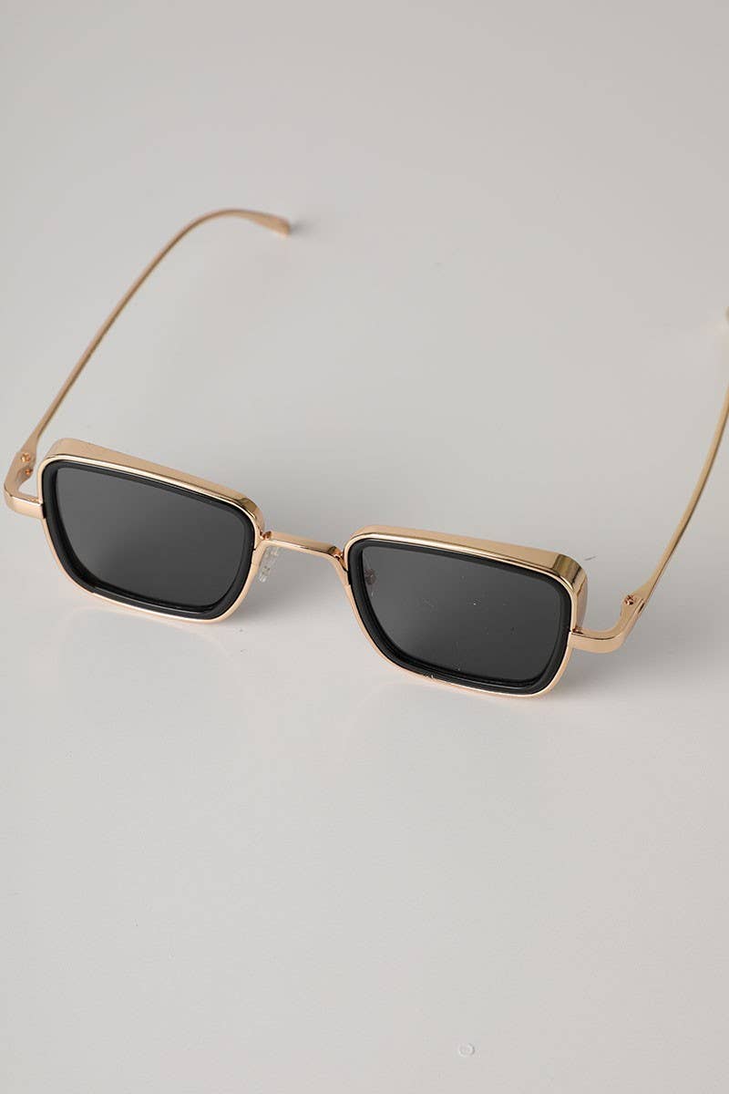Tinted Lenses Metal Frame Rectangular Sunglasses