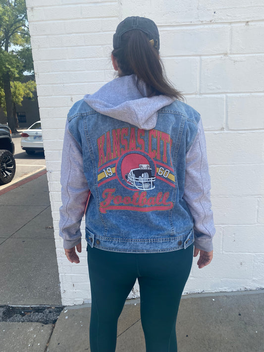 KC Football Hoodie Jean Jacket
