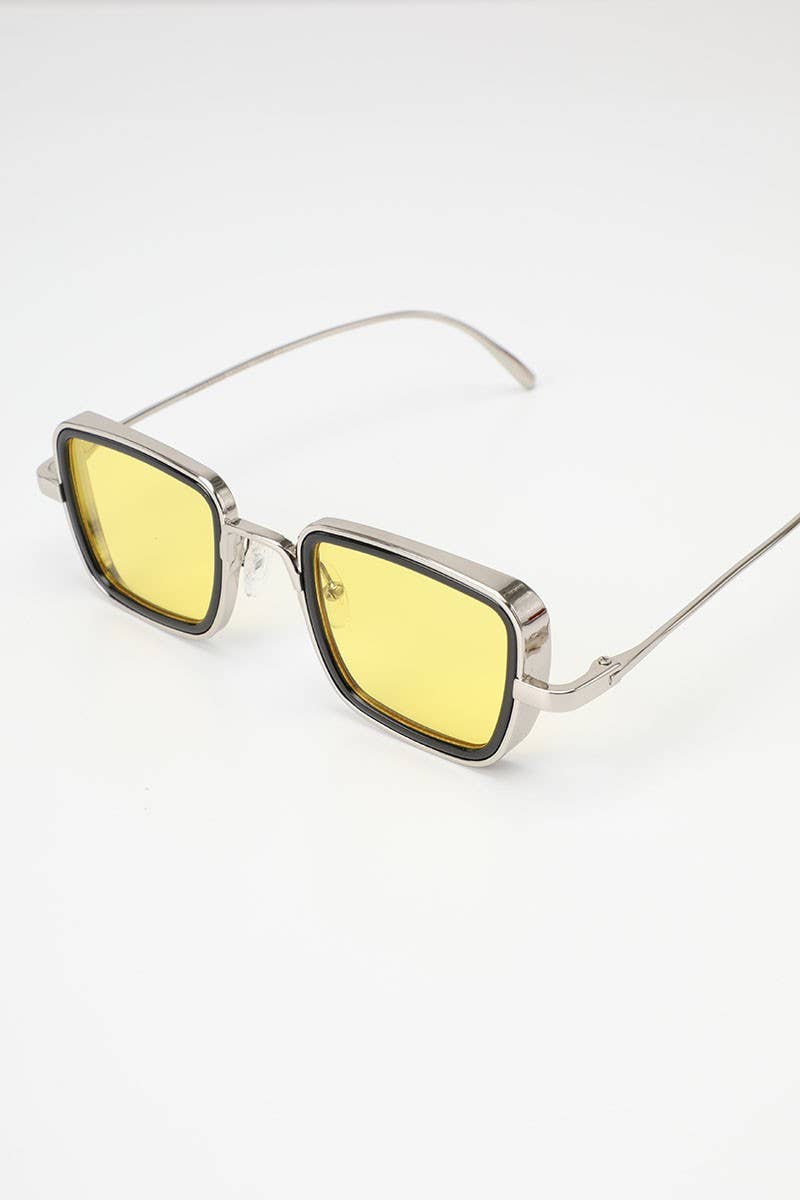Tinted Lenses Metal Frame Rectangular Sunglasses