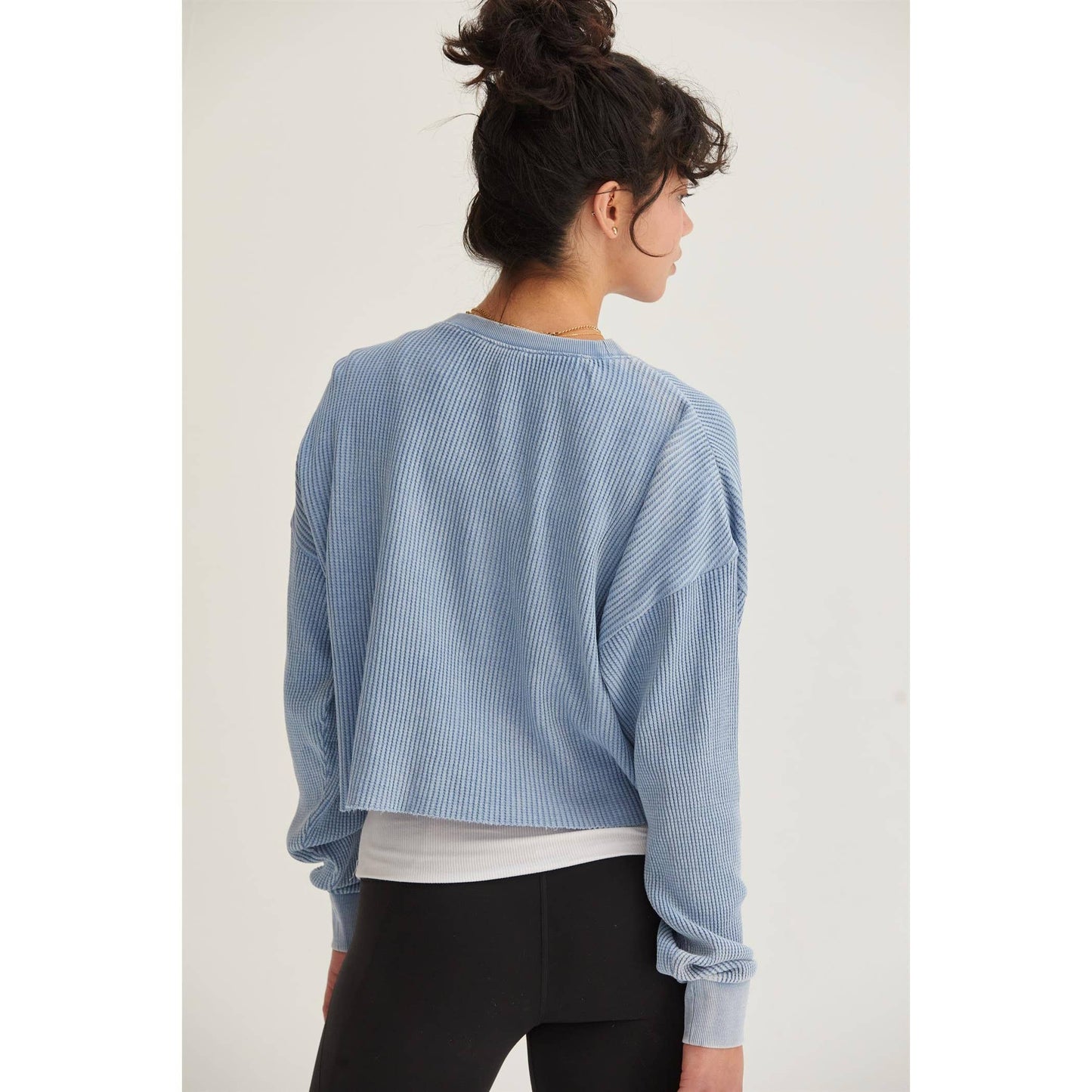 DZ24F303-RIBBED LONG SLEEVE CROP SWEATER