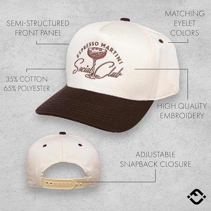 Two Tone Cap - Espresso Martini Social Club - Beige/Brown