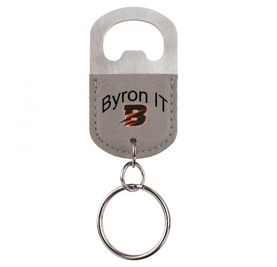 Oval Laserable Leatherette Bottle Opener Keychain