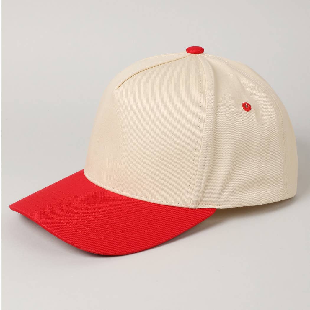 Kids Plain Two Tone Canvas Cotton Baseball Cap