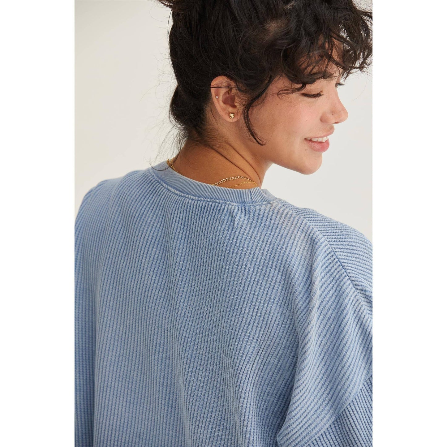 DZ24F303-RIBBED LONG SLEEVE CROP SWEATER
