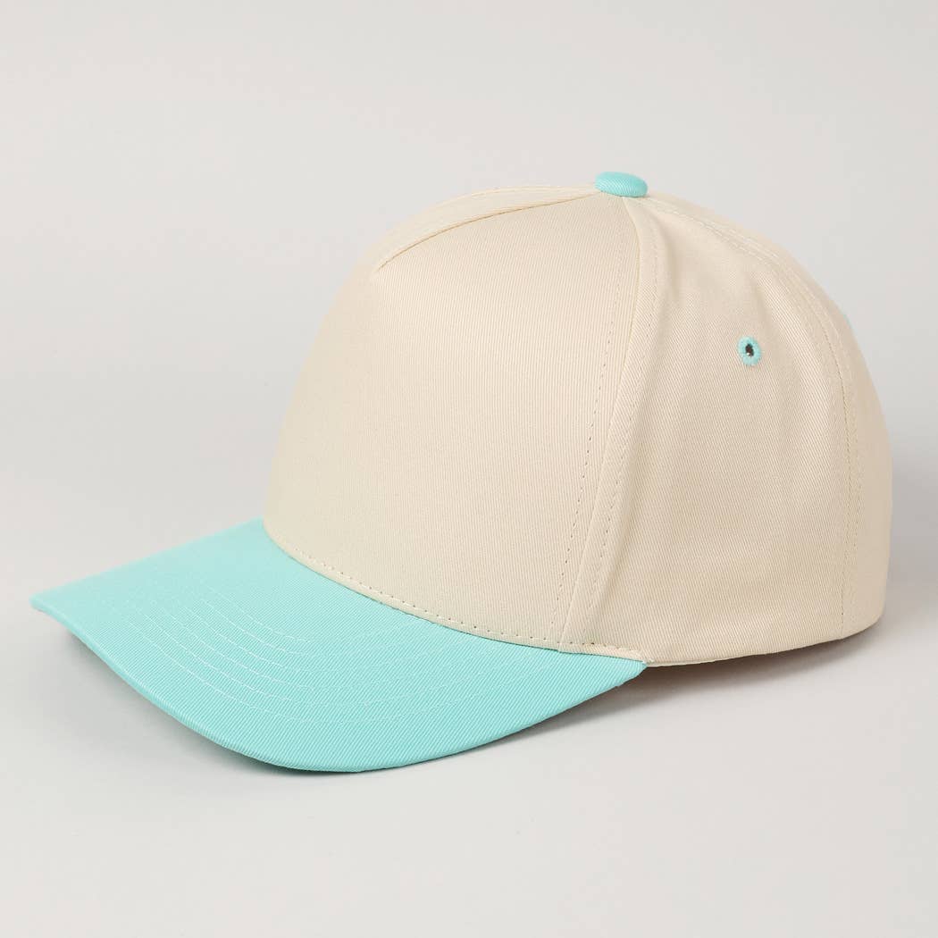 Kids Plain Two Tone Canvas Cotton Baseball Cap