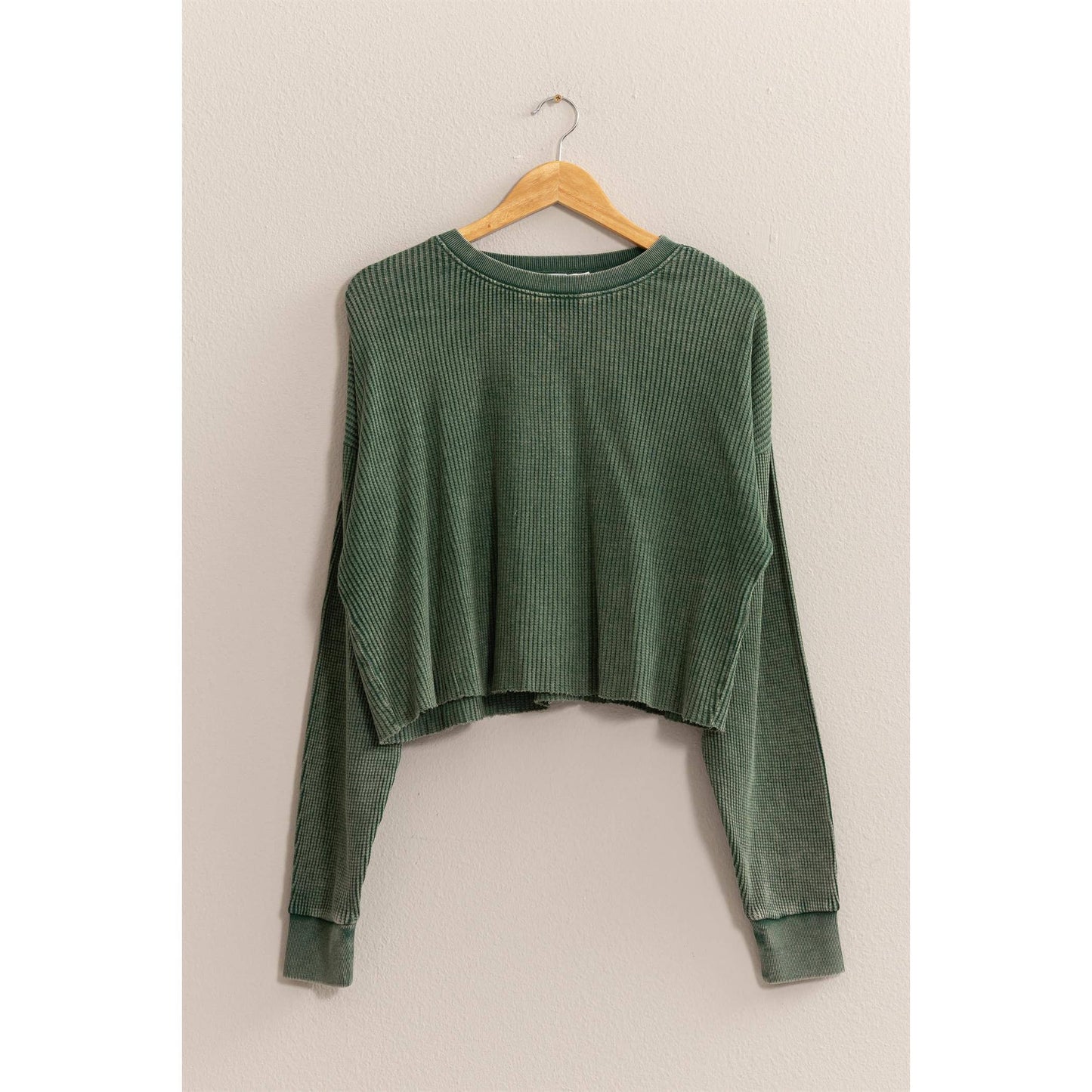 DZ24F303-RIBBED LONG SLEEVE CROP SWEATER