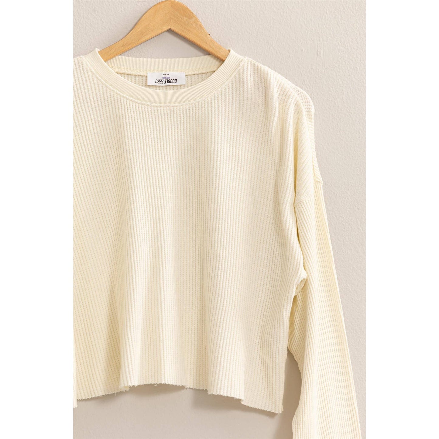 DZ24F303-RIBBED LONG SLEEVE CROP SWEATER