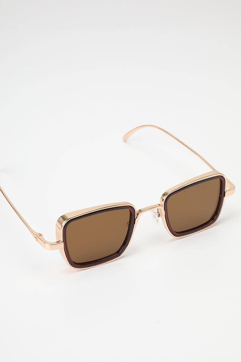 Tinted Lenses Metal Frame Rectangular Sunglasses