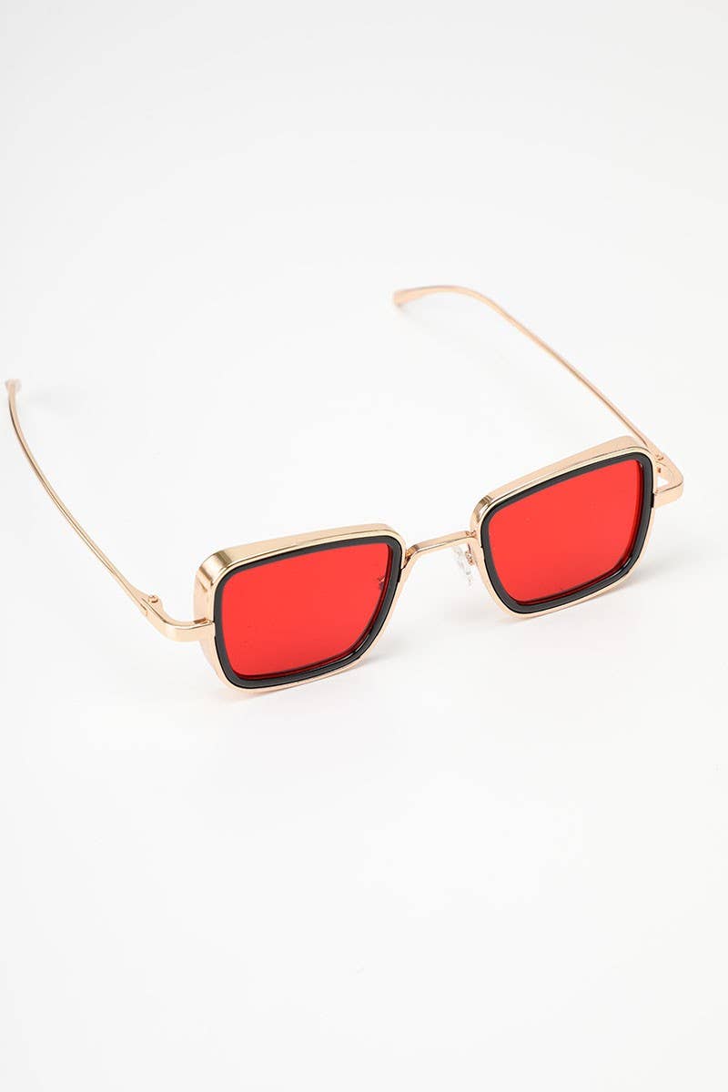 Tinted Lenses Metal Frame Rectangular Sunglasses