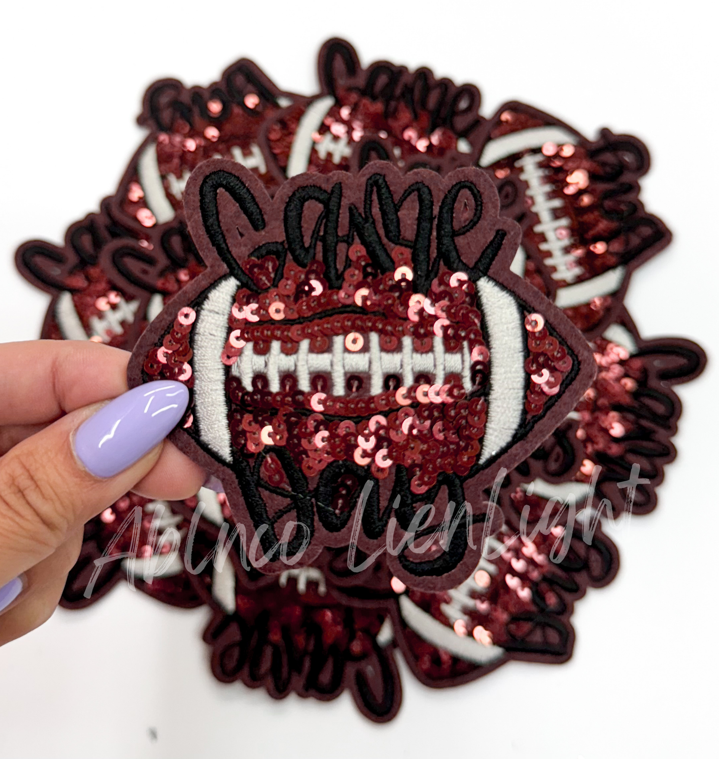 Football game day sequins embroidery hat patch iron on