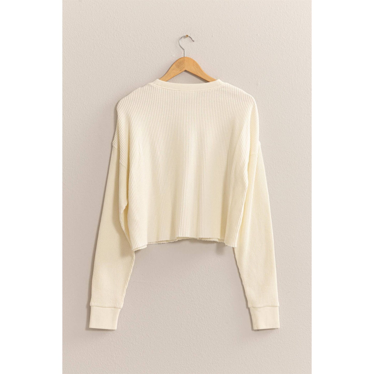 DZ24F303-RIBBED LONG SLEEVE CROP SWEATER