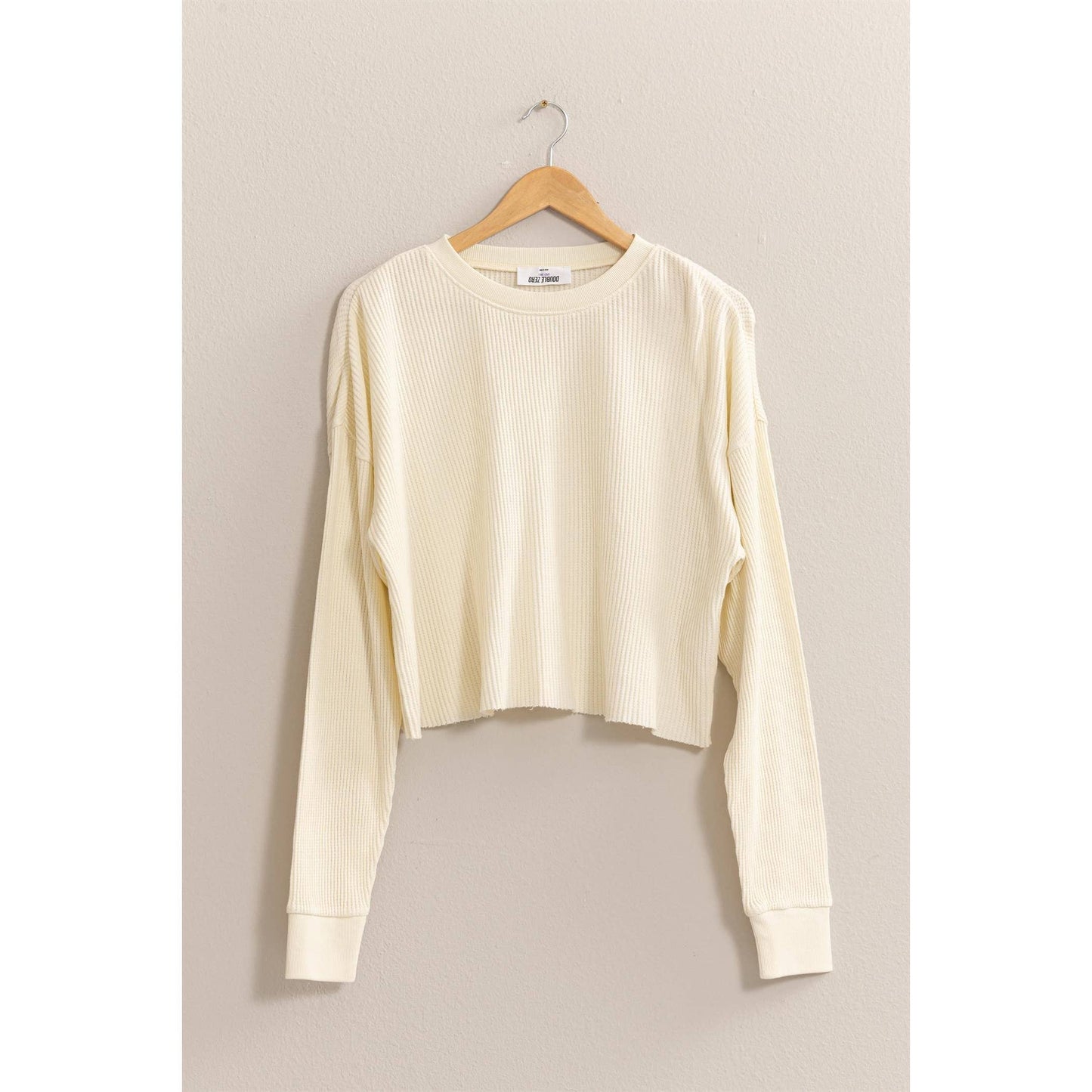 DZ24F303-RIBBED LONG SLEEVE CROP SWEATER