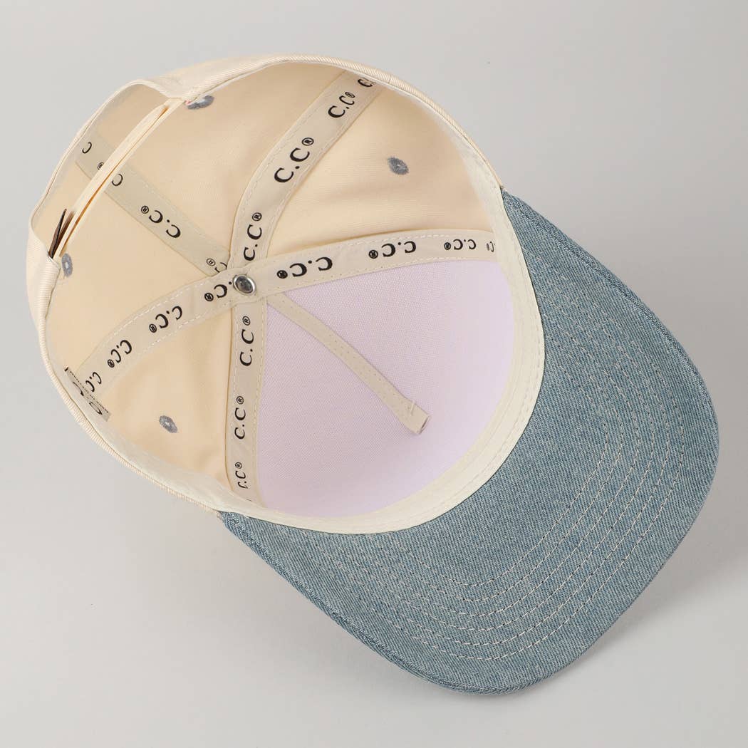 Kids Plain Two Tone Canvas Cotton Baseball Cap