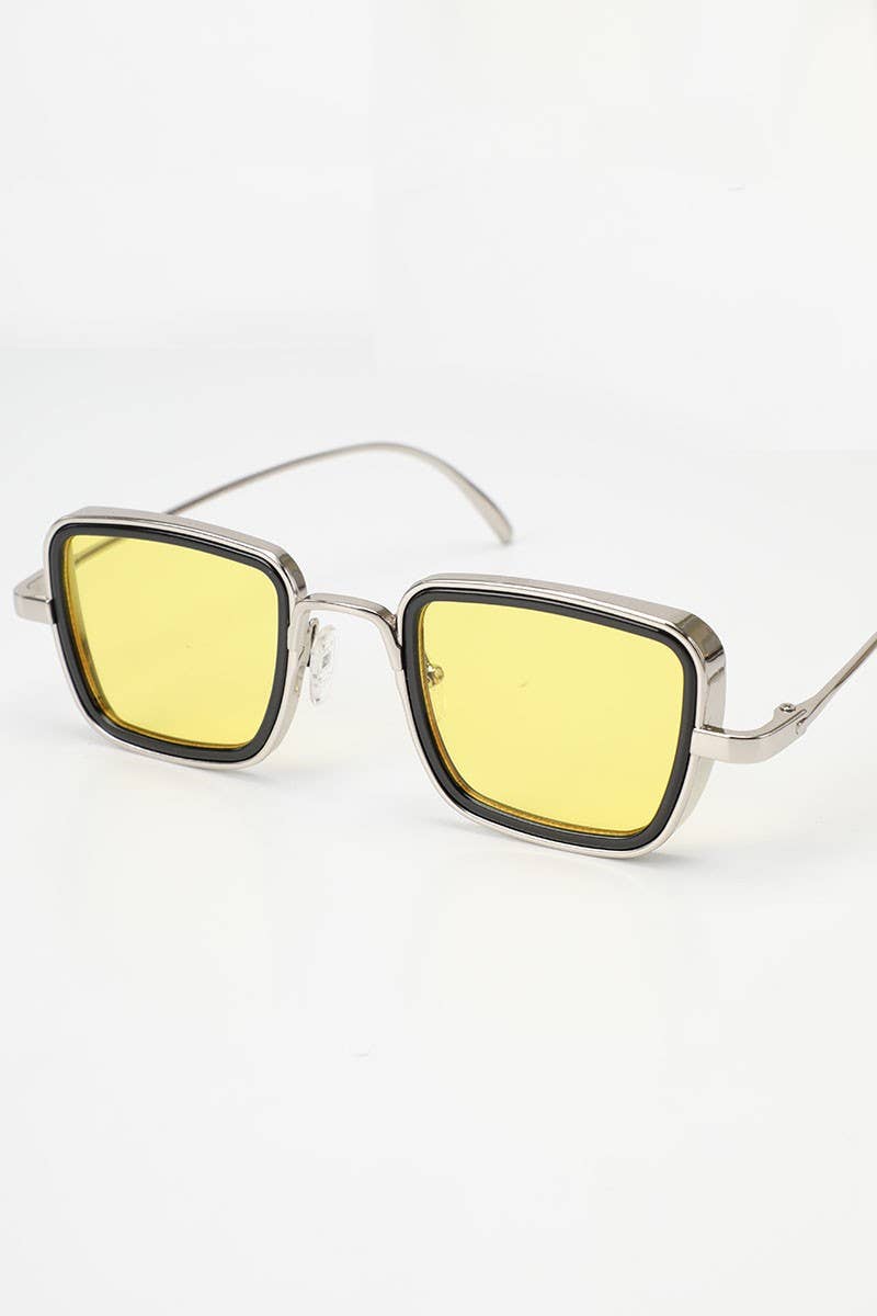 Tinted Lenses Metal Frame Rectangular Sunglasses