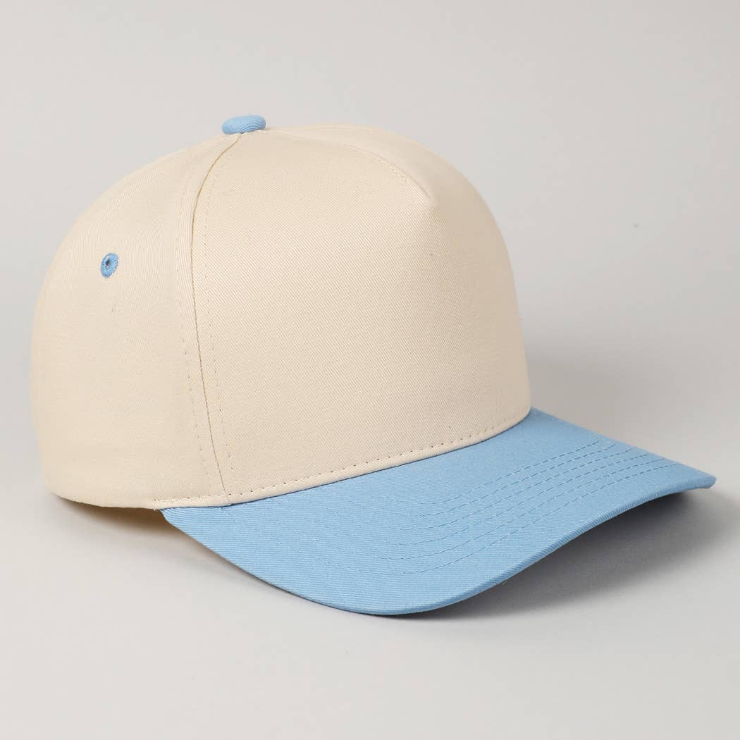 Kids Plain Two Tone Canvas Cotton Baseball Cap