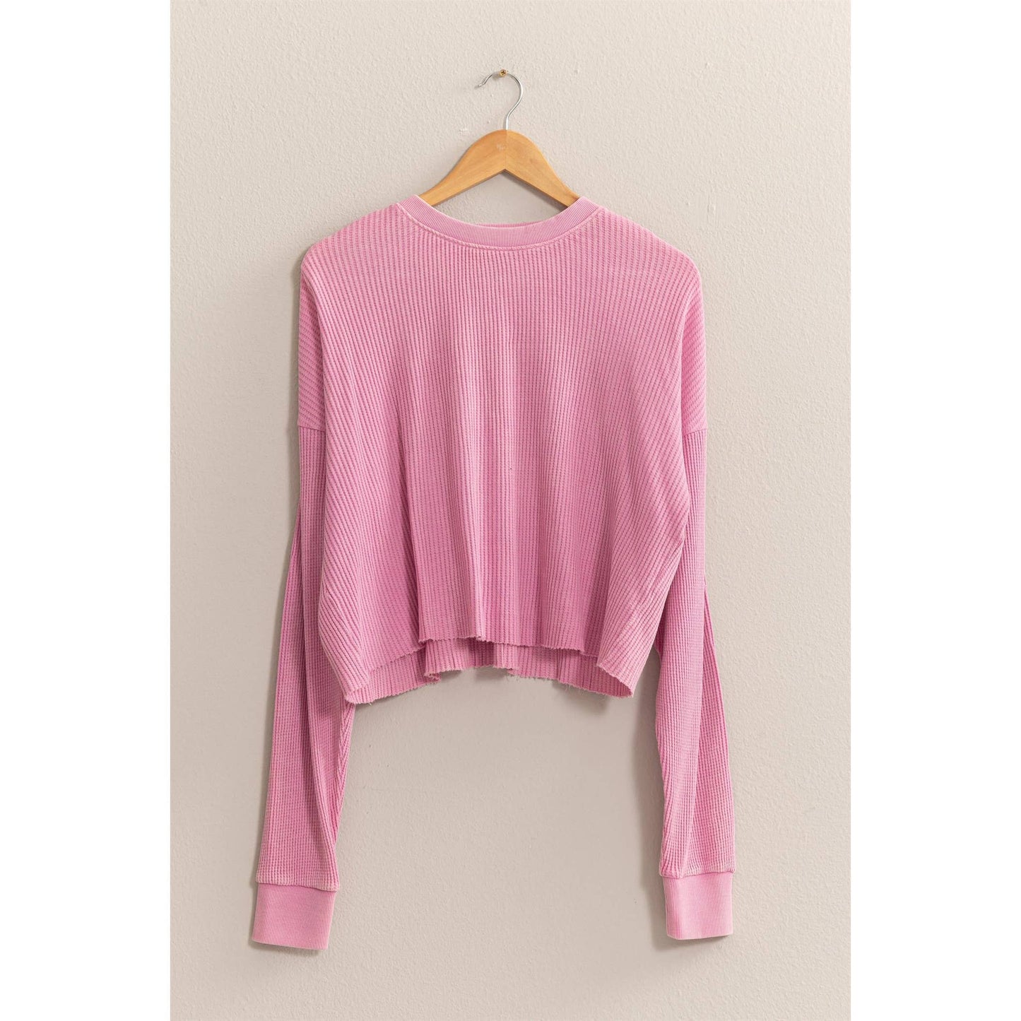 DZ24F303-RIBBED LONG SLEEVE CROP SWEATER