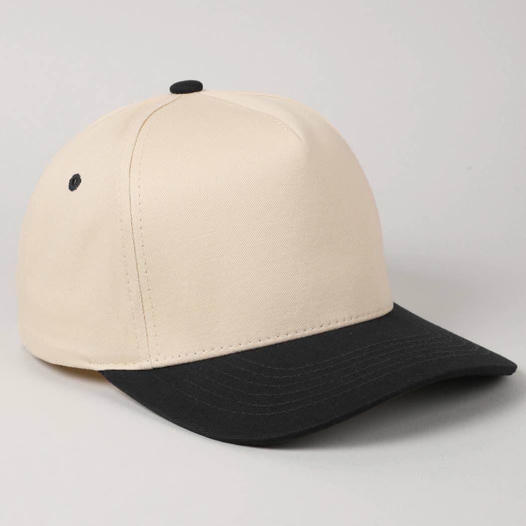 Kids Plain Two Tone Canvas Cotton Baseball Cap