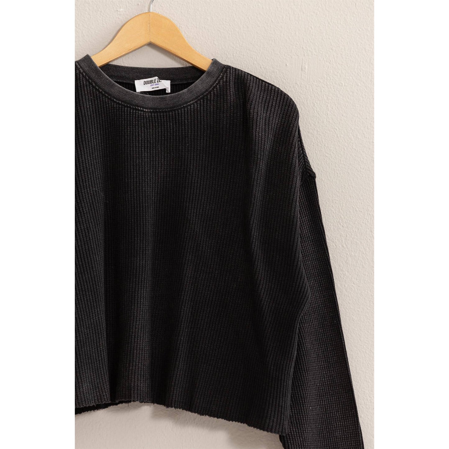 DZ24F303-RIBBED LONG SLEEVE CROP SWEATER