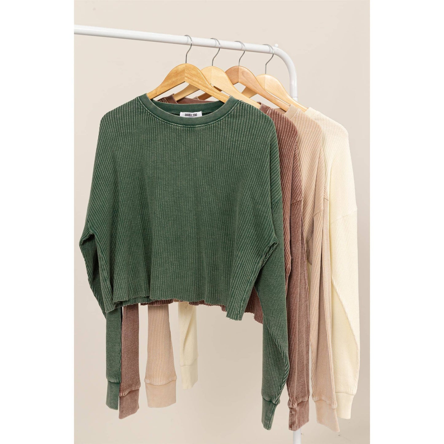 DZ24F303-RIBBED LONG SLEEVE CROP SWEATER