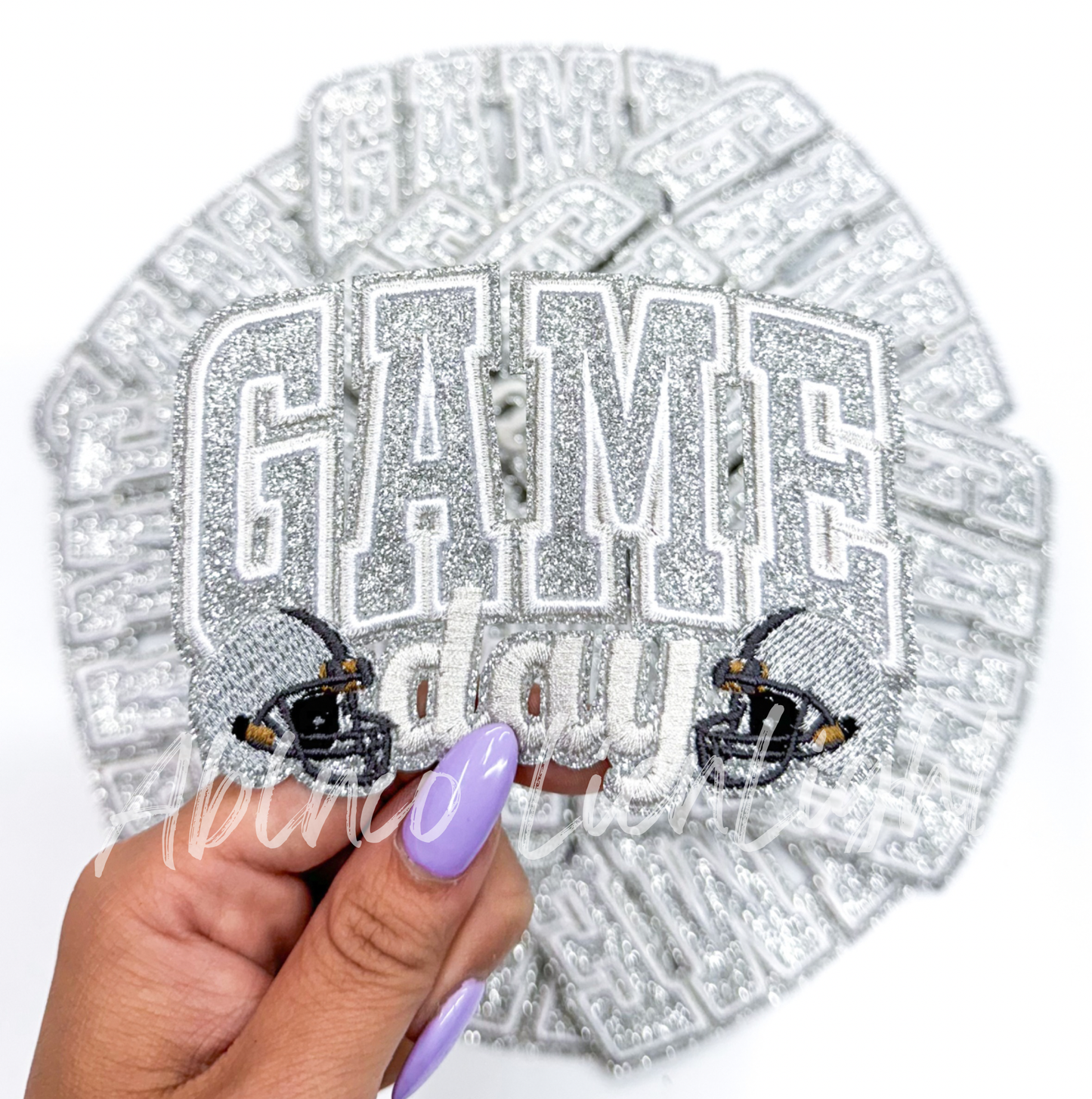 White game day football helmet patch iron on