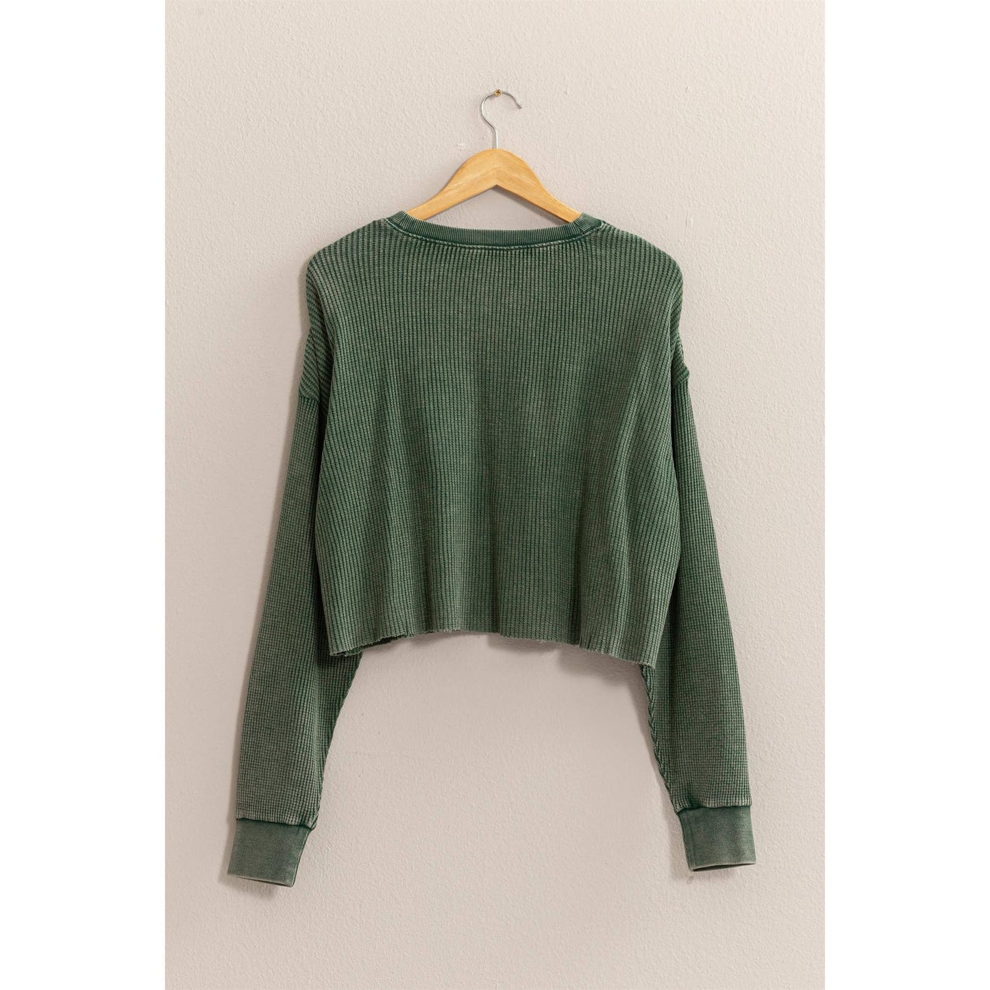 DZ24F303-RIBBED LONG SLEEVE CROP SWEATER