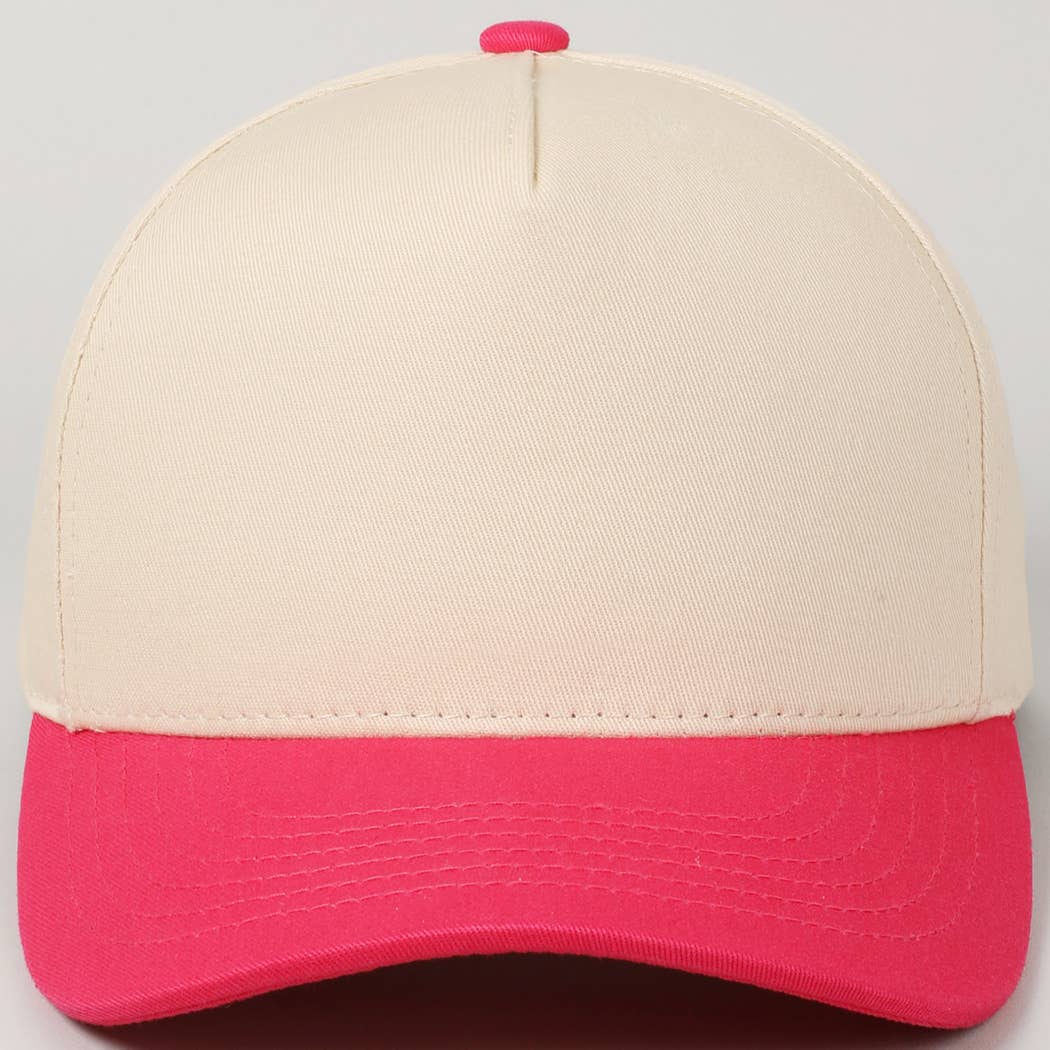 Kids Plain Two Tone Canvas Cotton Baseball Cap