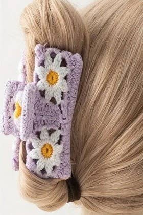 JUMBO HANDMADE CROCHET FLORAL HAIR CLAW CLIPS | 40H938