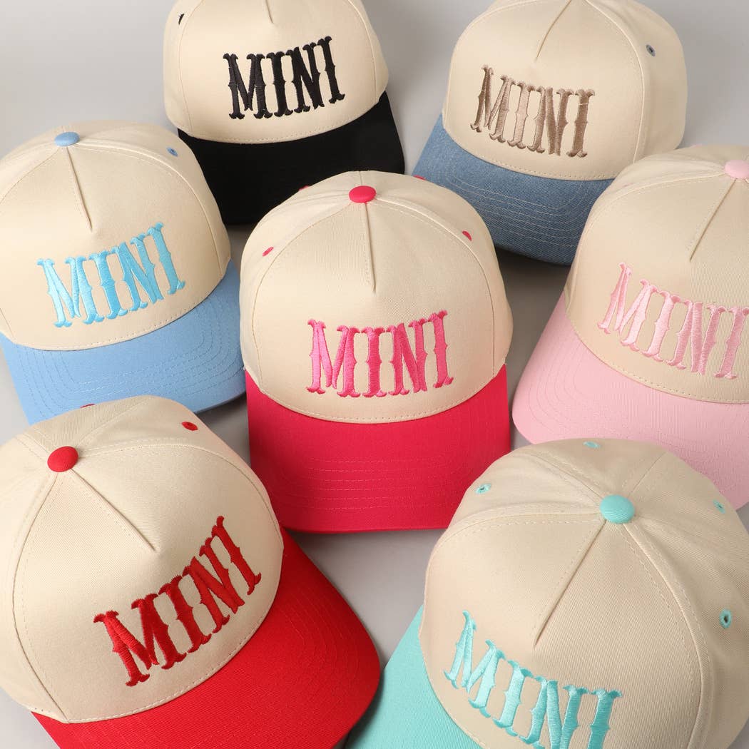 MINI Lettering Embroidery Two-Tone Baseball Cap For Kids