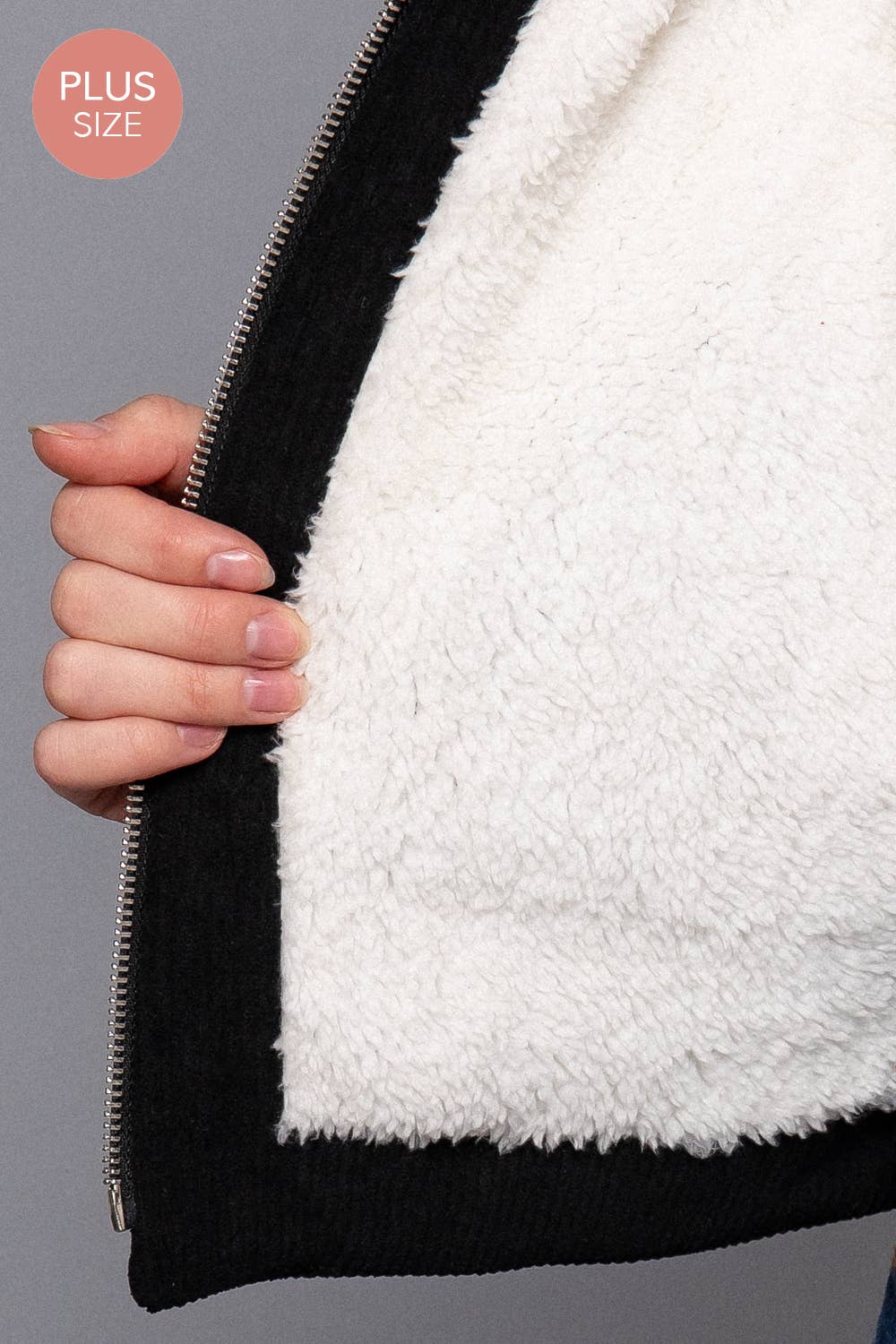 High Neck Inner Faux Fur Zip Up Corduroy Puffer Vest
