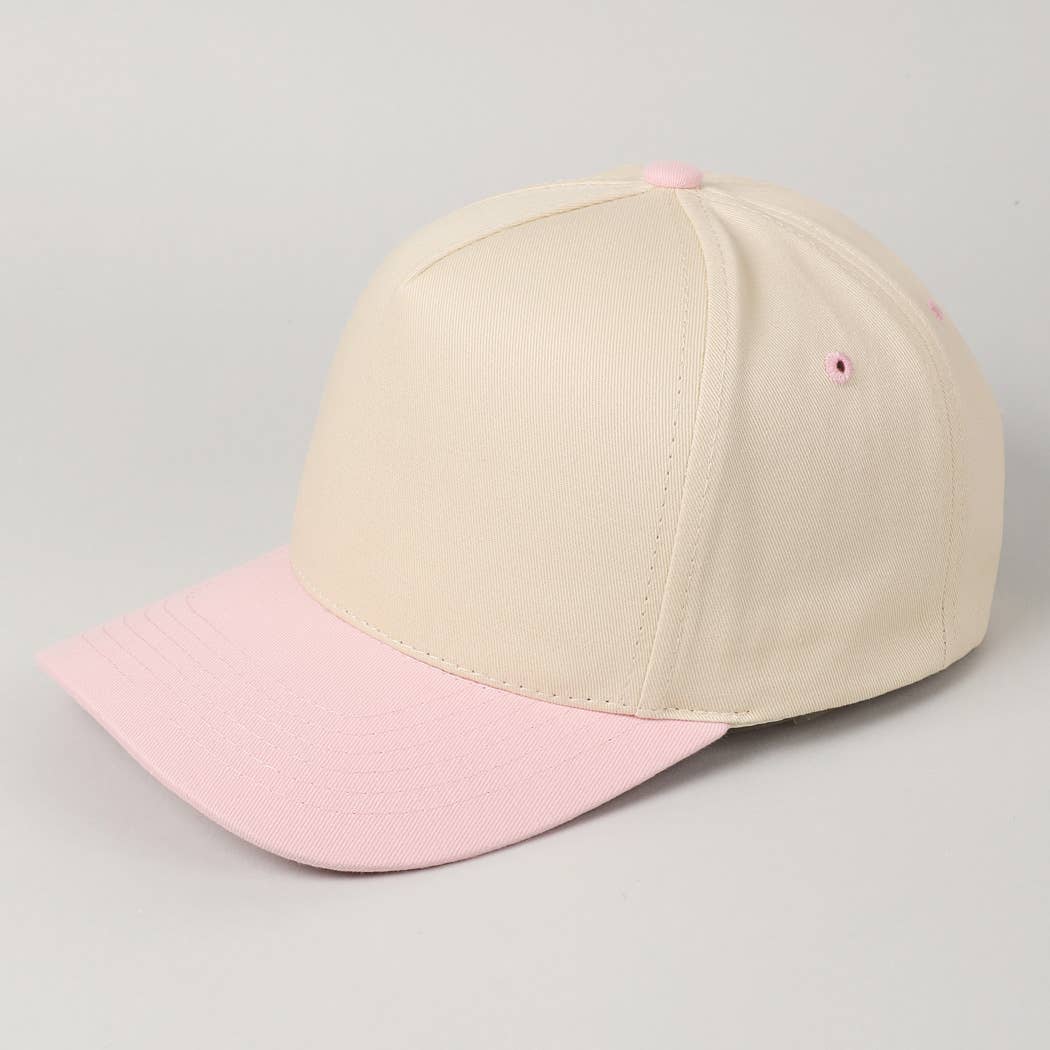 Kids Plain Two Tone Canvas Cotton Baseball Cap