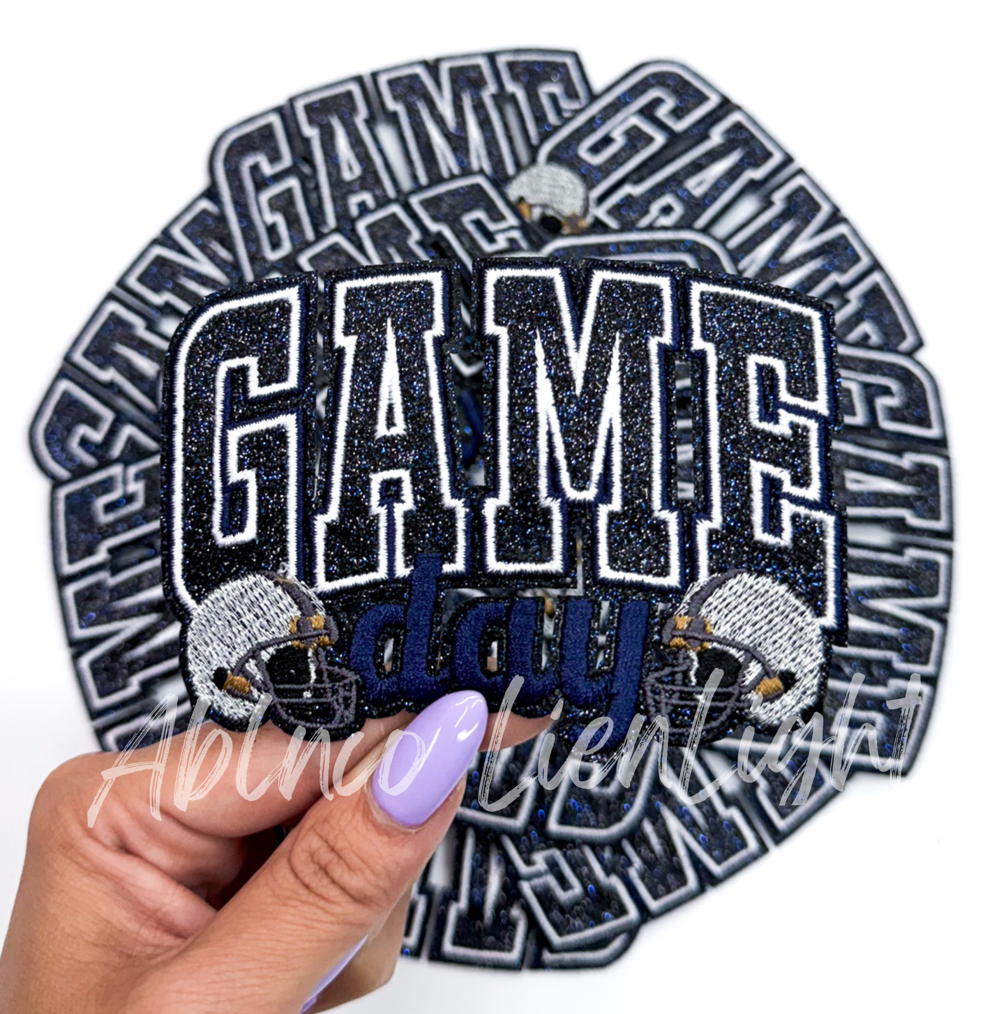 Navy game day football helmet patch iron on