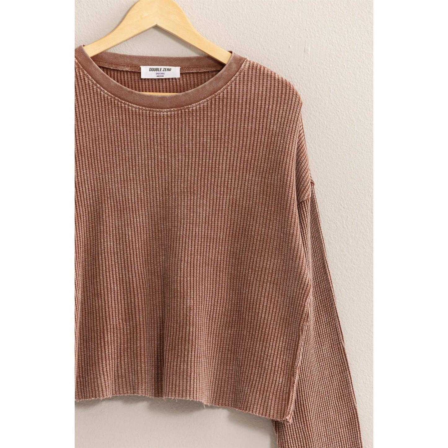 DZ24F303-RIBBED LONG SLEEVE CROP SWEATER