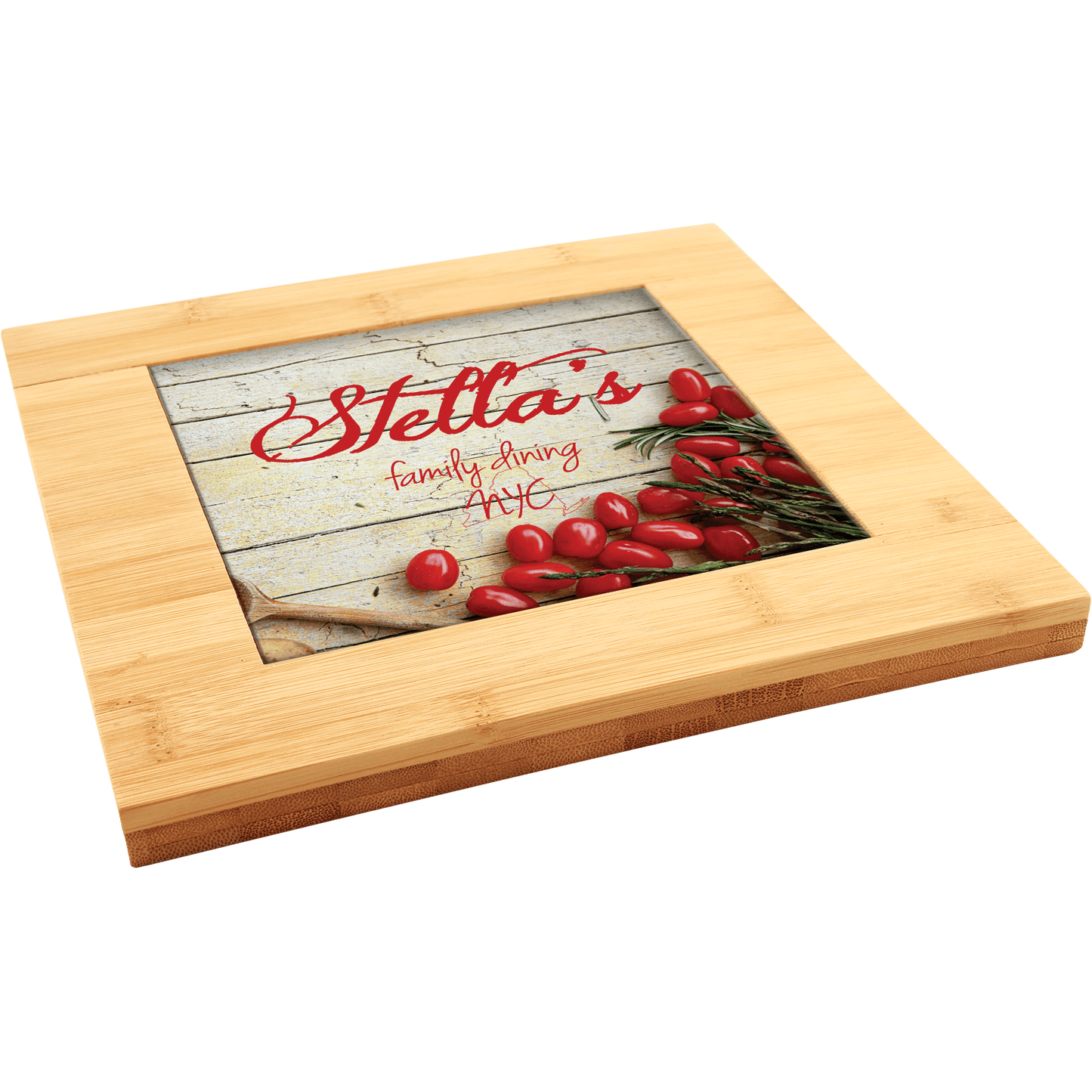 9" x 9" Bamboo Trivet with Recessed Area
