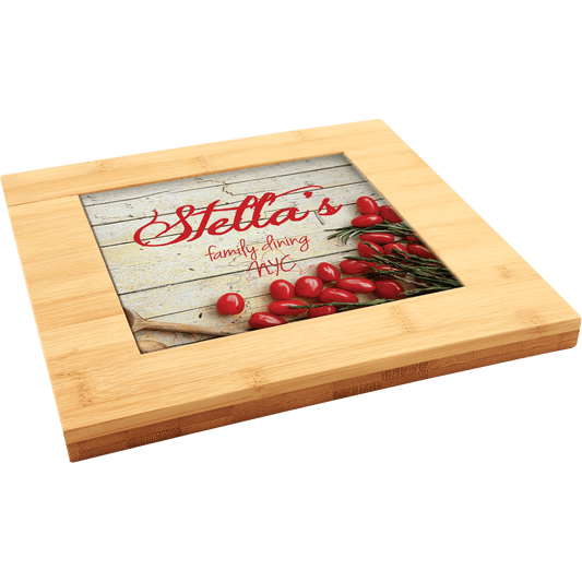 9" x 9" Bamboo Trivet with Recessed Area