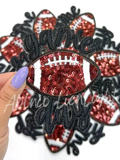 Black game day football sticker adhesive patch stadium bag