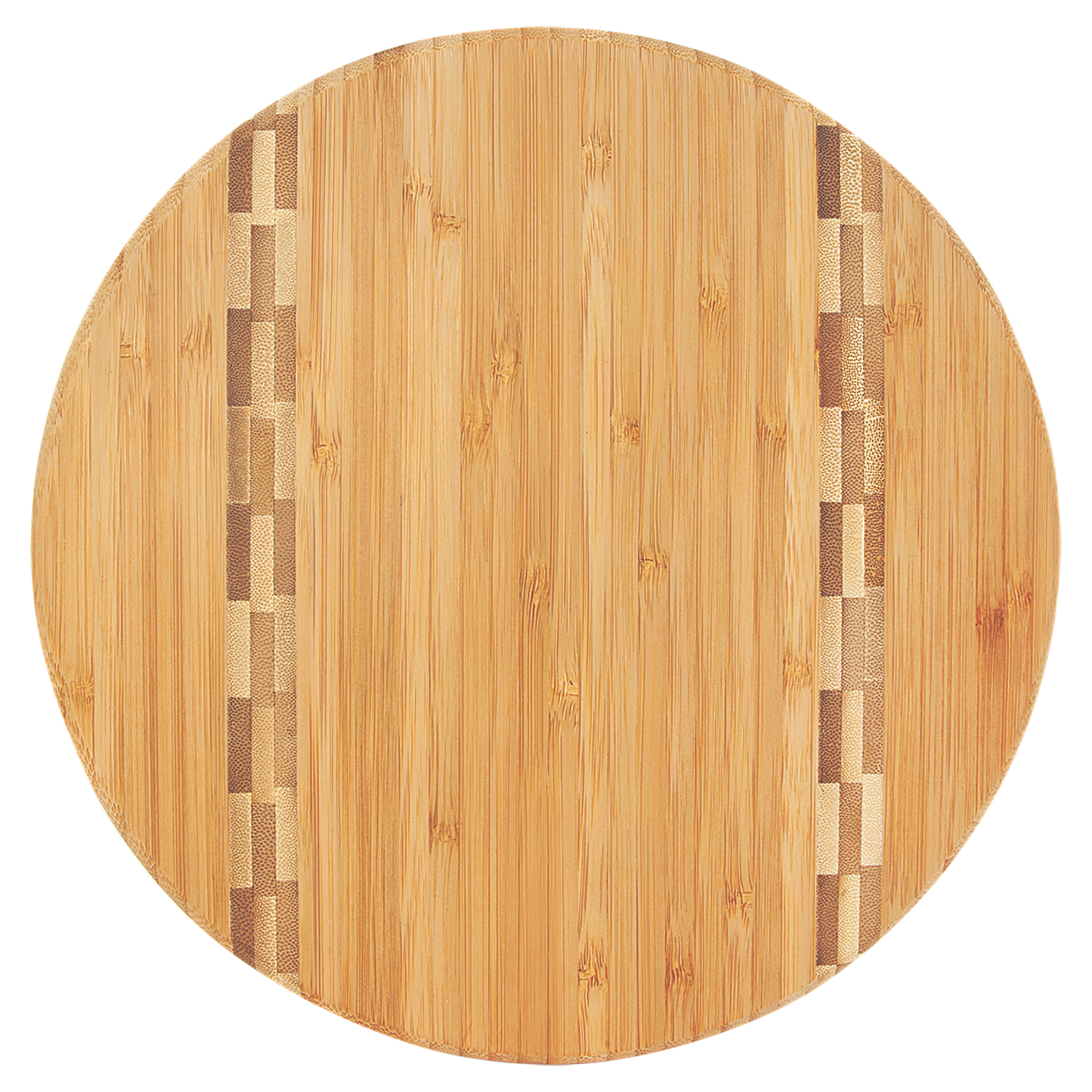 Round Bamboo Cutting Board with Butcher Block Inlay