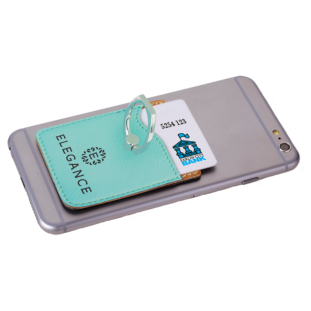 Laserable Leatherette Phone Wallet with Silver Ring