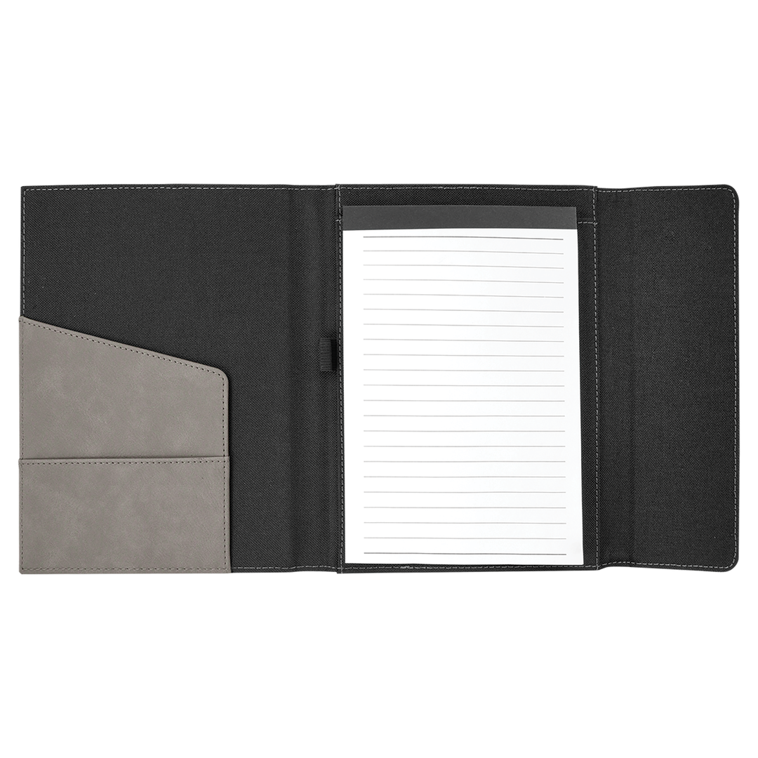 7" x 9" Laserable Leatherette Canvas Portfolio with Notepad