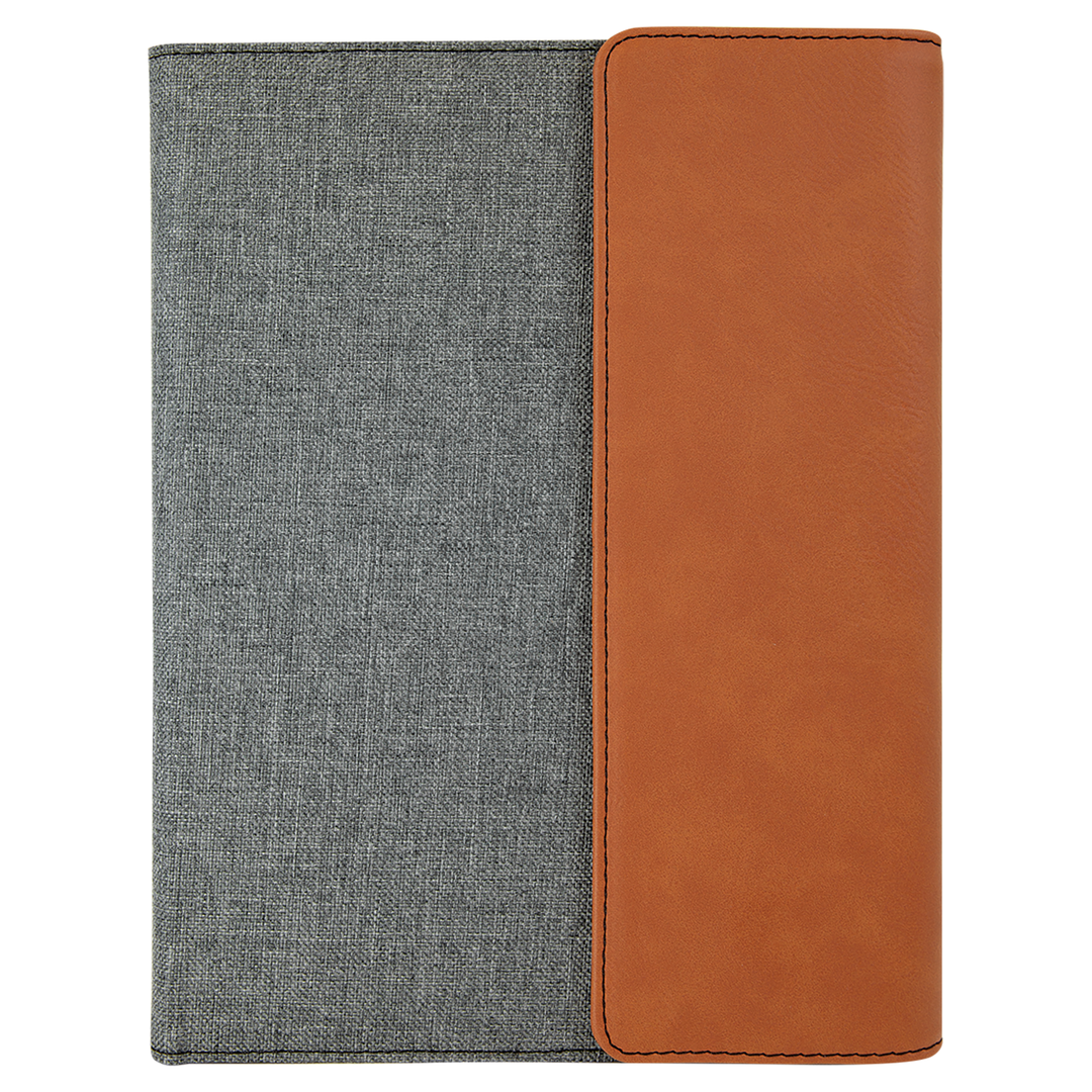 7" x 9" Laserable Leatherette Canvas Portfolio with Notepad