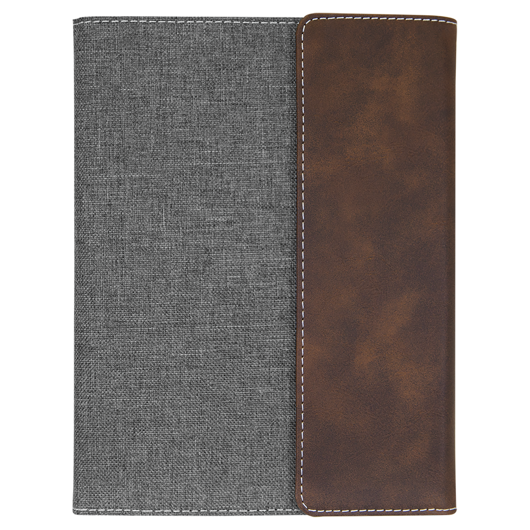 7" x 9" Laserable Leatherette Canvas Portfolio with Notepad