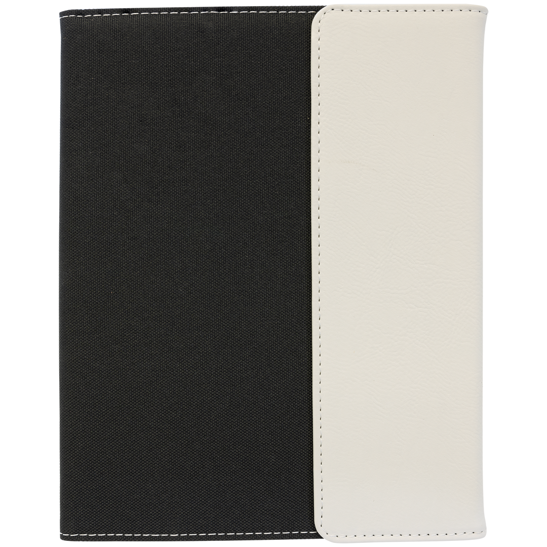 7" x 9" Laserable Leatherette Canvas Portfolio with Notepad