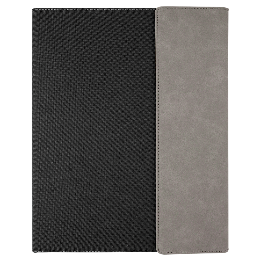 9 1/2" x 12" Laserable Leatherette Canvas Portfolio w / Notepad