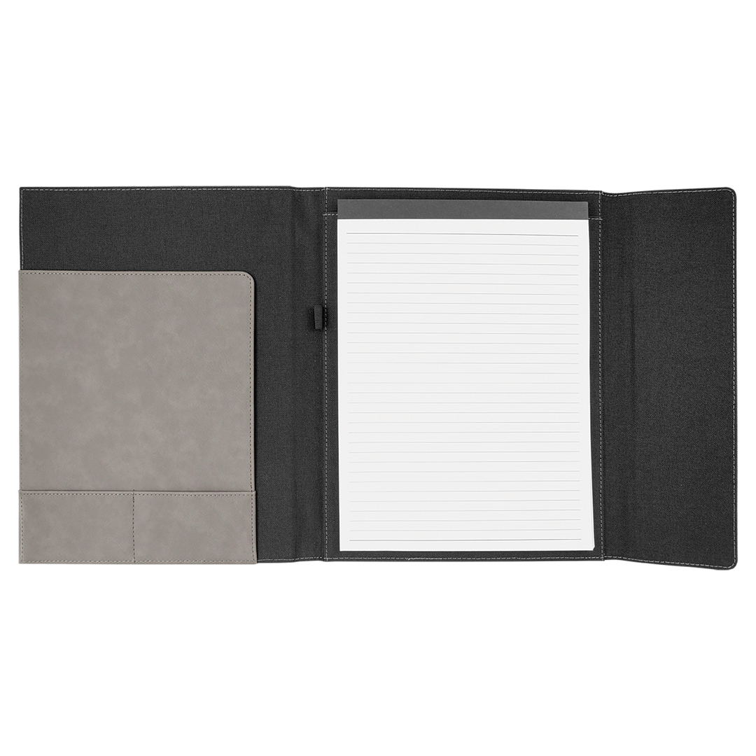 9 1/2" x 12" Laserable Leatherette Canvas Portfolio w / Notepad
