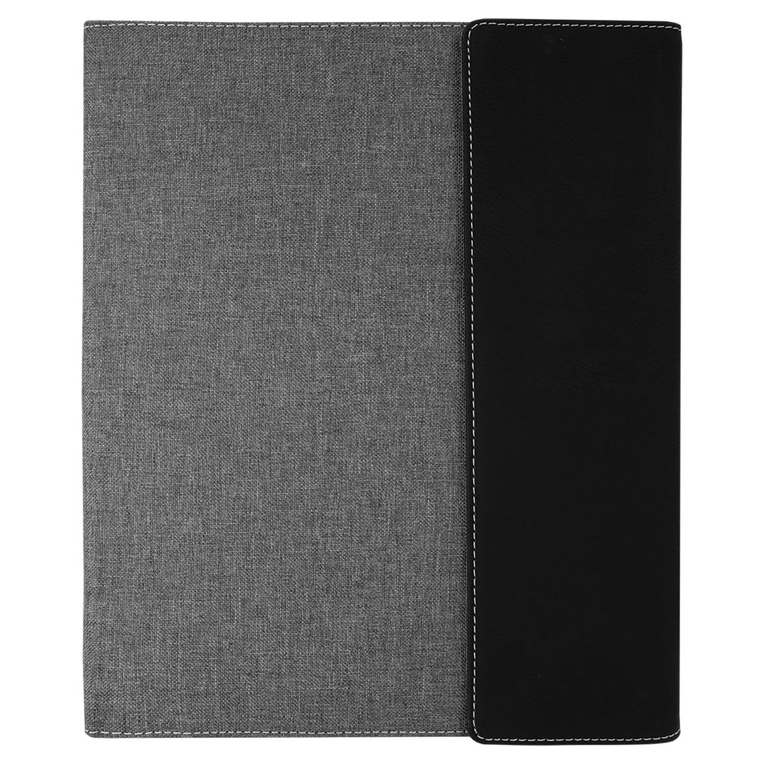 9 1/2" x 12" Laserable Leatherette Canvas Portfolio w / Notepad