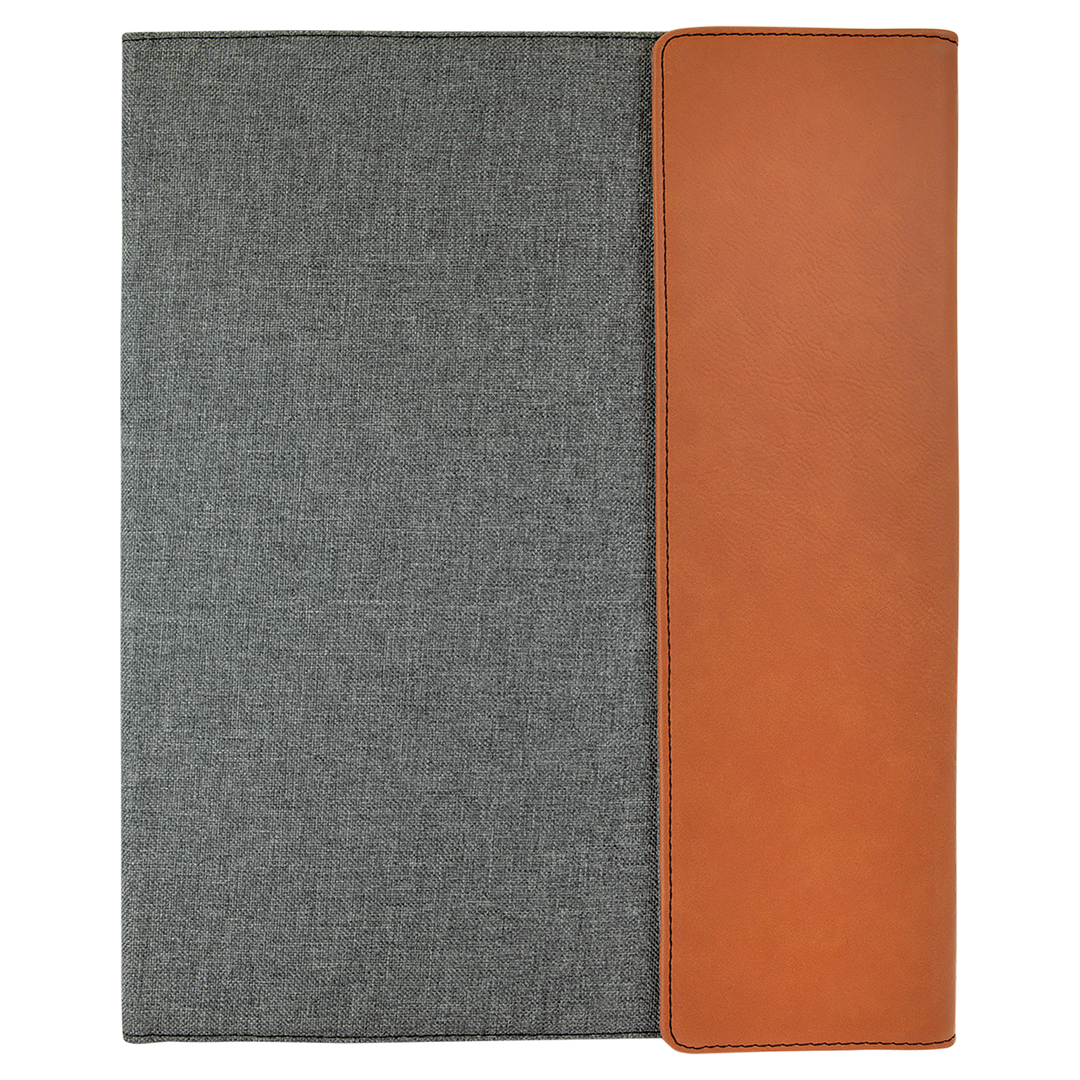 9 1/2" x 12" Laserable Leatherette Canvas Portfolio w / Notepad