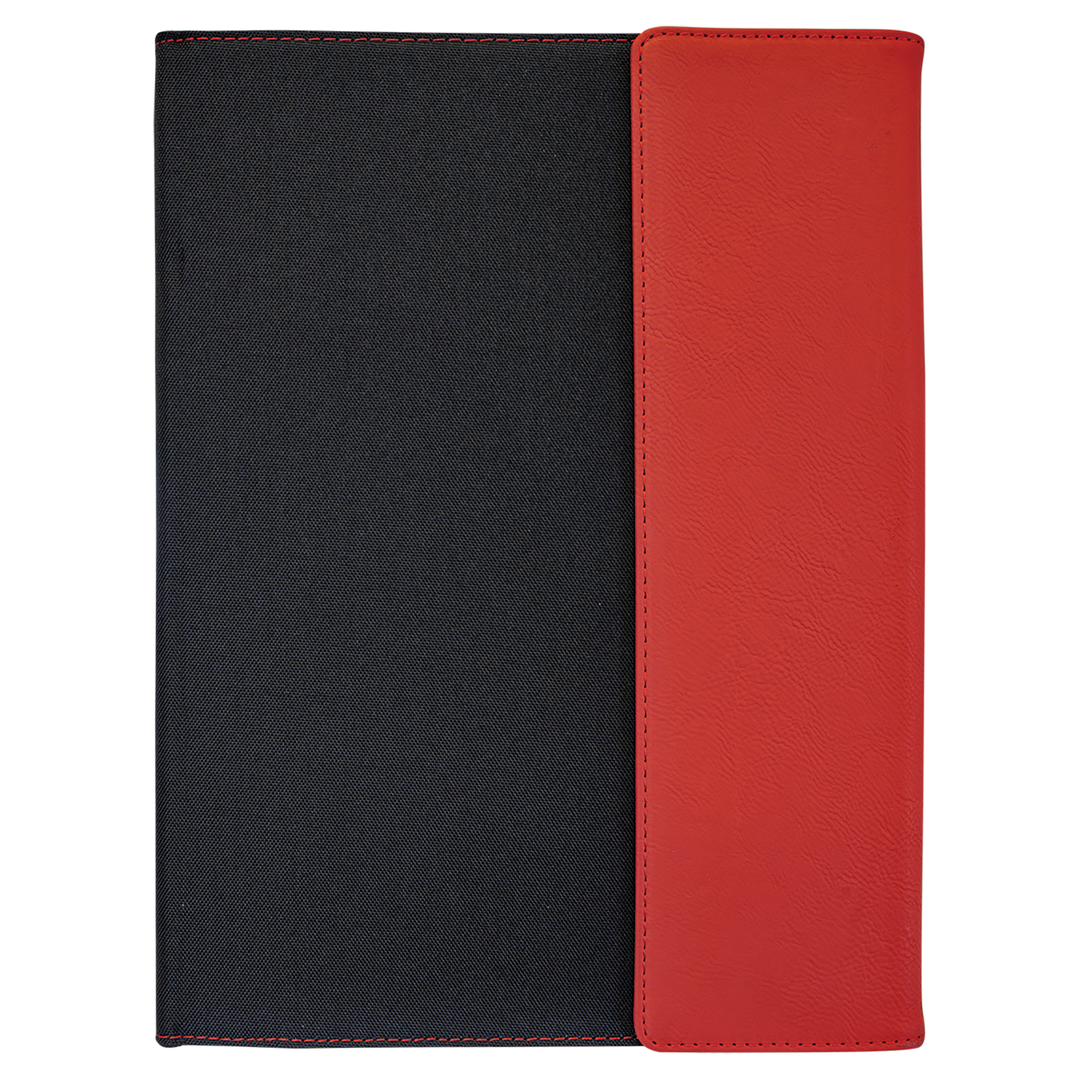 9 1/2" x 12" Laserable Leatherette Canvas Portfolio w / Notepad