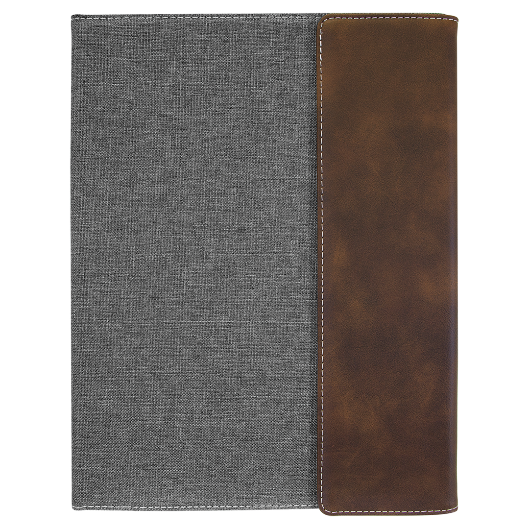 9 1/2" x 12" Laserable Leatherette Canvas Portfolio w / Notepad