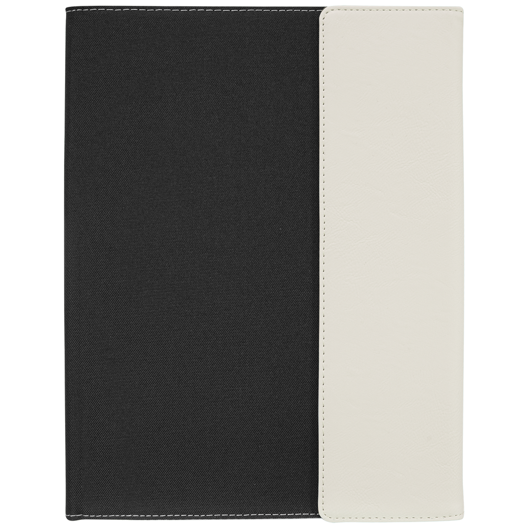 9 1/2" x 12" Laserable Leatherette Canvas Portfolio w / Notepad