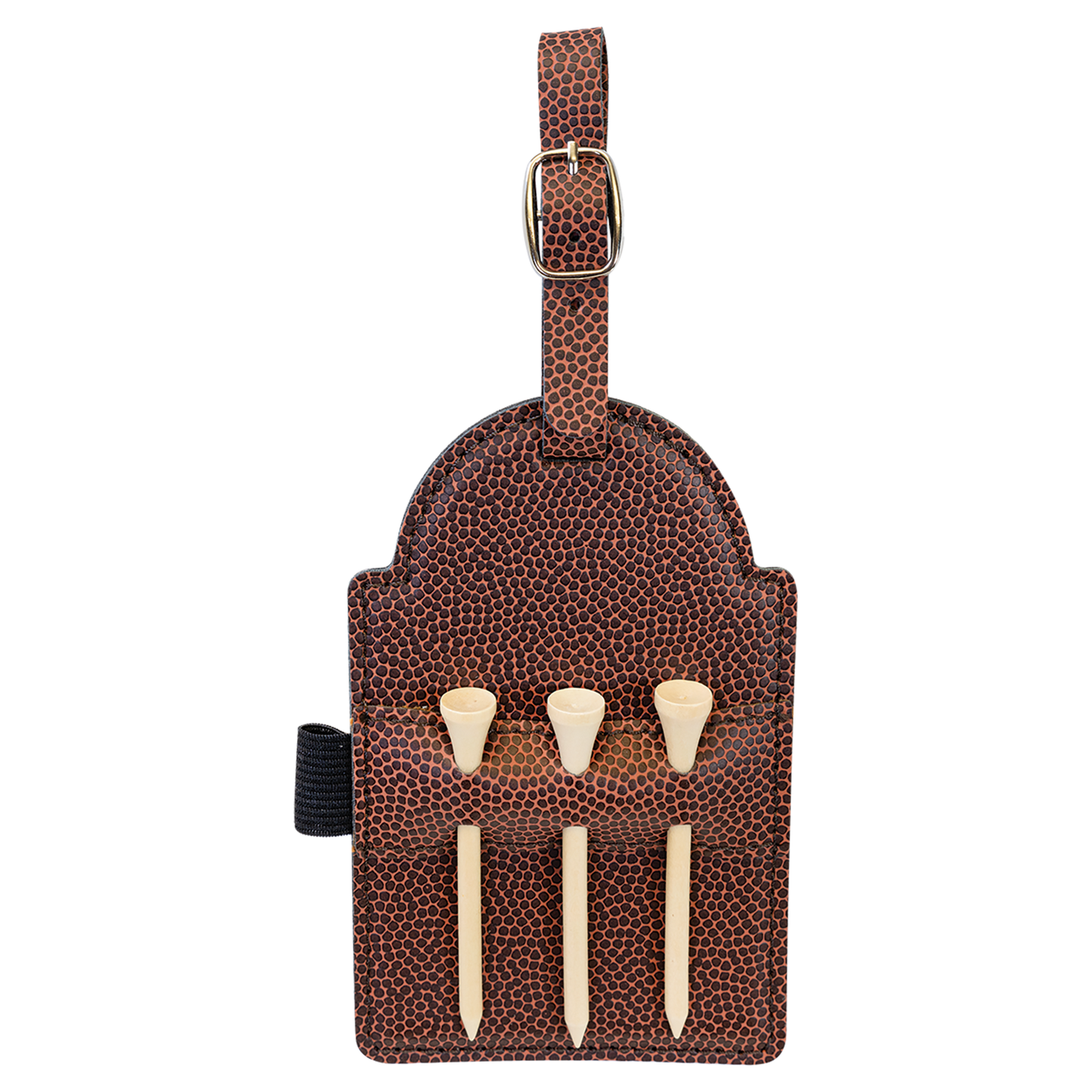 Football Leather Golf Bag Tag with 3 Wooden Tees