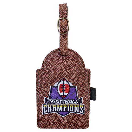 Football Leather Golf Bag Tag with 3 Wooden Tees
